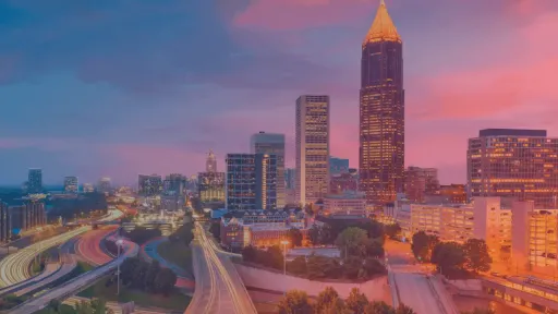 Time lapse image of downtown Atlanta, Georgia at sunset